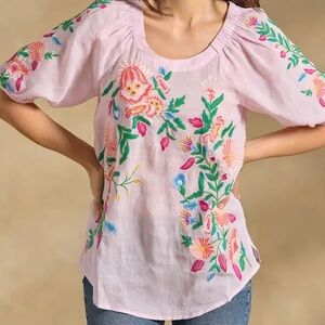 Sundance Vallejo Orchid Purple Lavender Embroidered Floral Tunic Top NWT NEW XL
